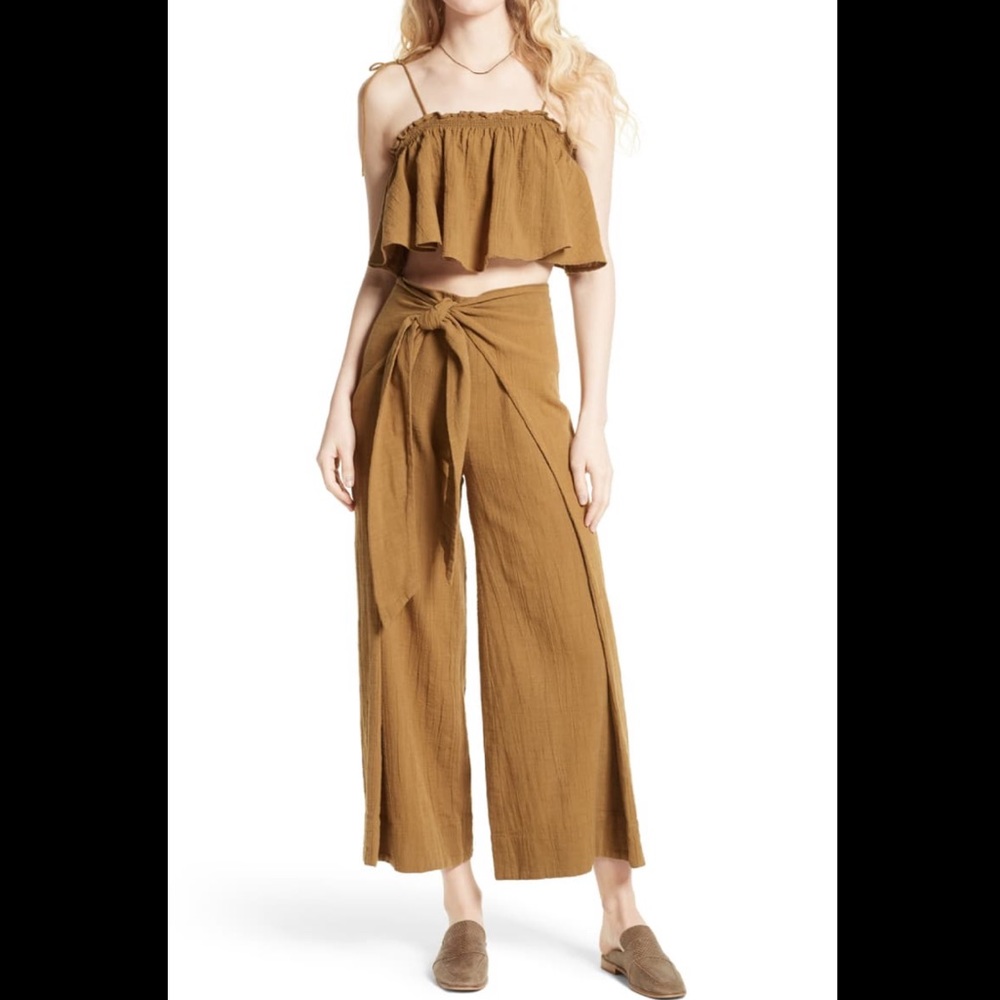 FREE PEOPLE Tropic Babe crop top pants Set sz 0